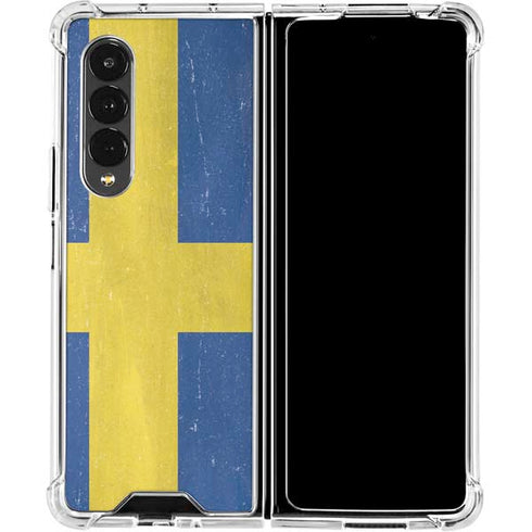Sweden Flag Distressed Galaxy Z Fold4 5G Clear Case